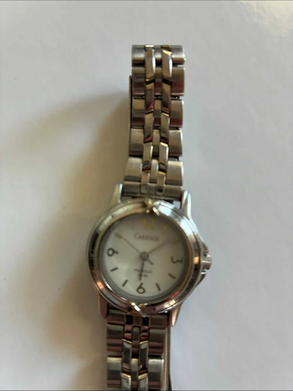 Carriage Women’s Silver Stainless Steel Bracelet Watch with White Dial